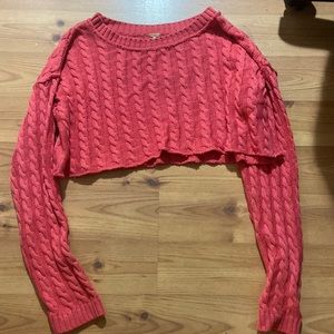 Free People Tuesday Cable Crop in Pink/Rose in Medium NWT